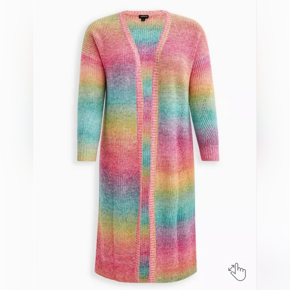 Torrid Women's Rainbow Ombre Open-Front Long Cardigan